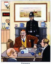 Gerichtsmediziner führt eine Untersuchung zu den Ursachen und Umständen eines Todes durch, 1936